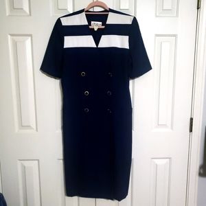Vintage navy/white sheath dress